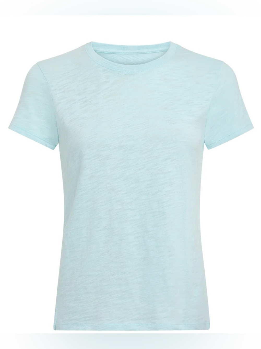 ATM Women’s Ocean Blue Slub Jersey Schoolboy Crew Neck Tee. L - Picture 3 of 10
